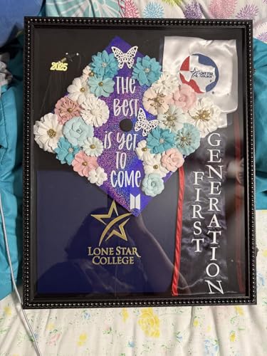 FramePro Large Shadow Box Black 16x20 Front Open with Hinge Beaded Designed, Graduation Cap and Gown Picture Keepsake Box with Linen Back - color: Black, size: 16x20