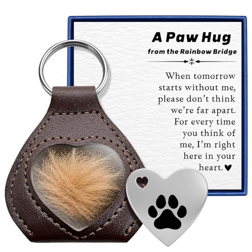 Pet Fur Keepsake for Dog Cat Loss, Pocket Hug Rainbow Bridge Memorial Keychain to Hold Pet Hair Close to Your Heart, Pet Sympathy Gift for Grieving Dog Mom Cat Mom Pet Owner