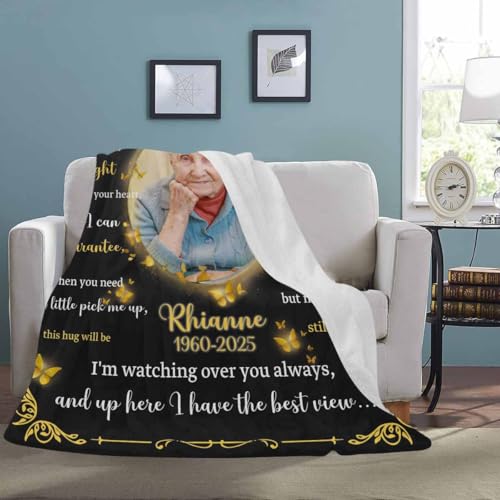 Custom Memorial Blanket with Photo - Sympathy Gift for Loss of Loved One - color: Style 23