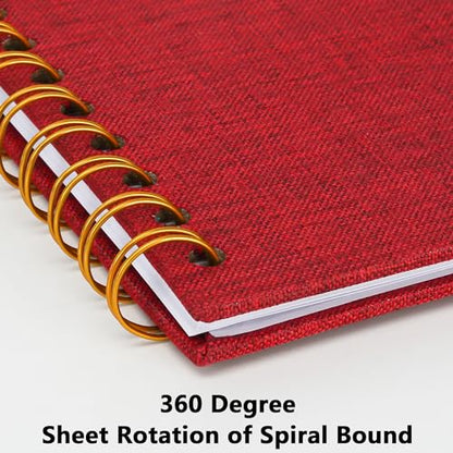 Scrapbook Photo Album, Linen Covered, 8x8 Inches, 20 Sheets/40 Pages | Hardcover Kraft White Pages, Wedding Guest Book, Travel Memory Book, Christmas, Baby Shower Keepsake, Family Album - color: Red, size: 8x8 Inch 40 Pages