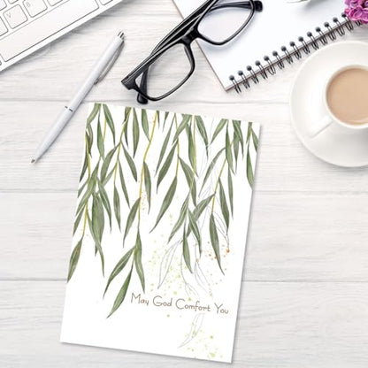 Current Deluxe Silver Foil Faith Sketch Sympathy Cards - Set of 8 (4 Designs), Large 5" x 7", Sympathy Cards with Sentiments Inside, White Envelopes - color: Faith Sketch