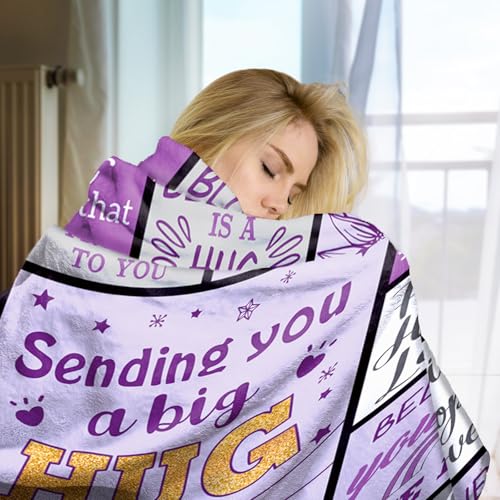 Nuowagify Get Well Gifts for Women/Men, Breast Cancer Gifts for Woman, Birthday/Inspirational/Sympathy/Thinking of You Gifts for Women Men Daughter Son Mom Dad，Feel Better Healing Blanket 60x50in