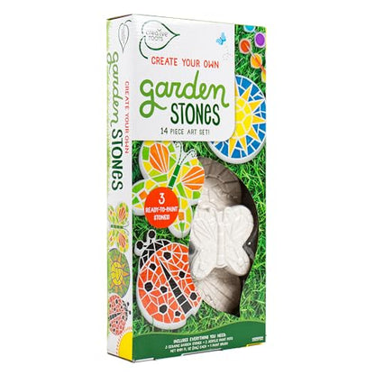 Creative Roots Paint Your Own Stepping Stones, Mini Butterfly, Ladybug, Sun | DIY Garden Stepping Stone Activity, Arts and Crafts Project for Kids, Includes Pre-Cast Ceramic and Paints - style: Pack of 3