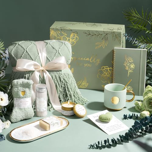 Birthday Self Care Gifts for Women Get Well Soon Gift Baskets Care Package - color: Sage Green