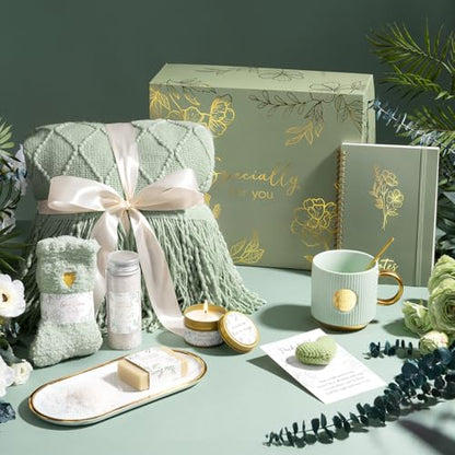 Birthday Self Care Gifts for Women Get Well Soon Gift Baskets Care Package - color: Sage Green