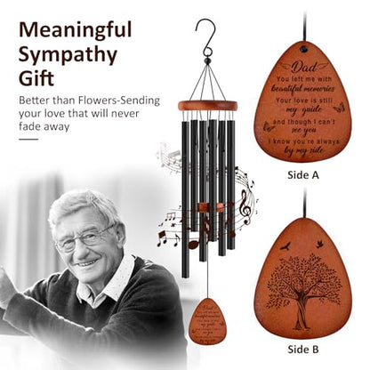 Memorial Gifts for Loss of Dad,Memorial Wind Chimes 25'', Bereavement Gifts for Loss of Father, Home Decor Outdoor Garden, Soothing Melodic Tones with Mute Option