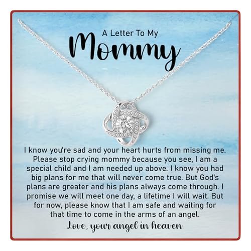 A Letter To My Mommy, Miscarriage Necklace From Angel, Memorial Gift For Loss, Remembrance Gift, Loss Necklaces For Grieving Mom, Miscarriage Memorial Sympathy Gifts For Mother