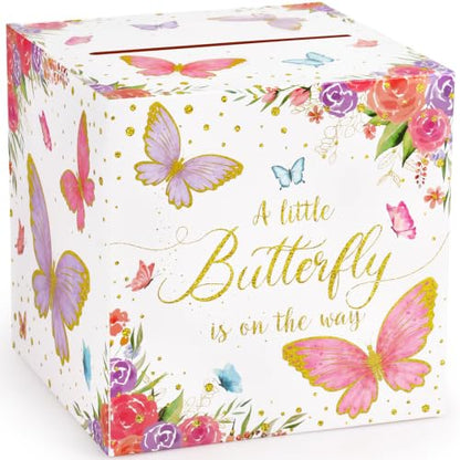 Hxezoc Butterfly Card Box Favors Post Box Cardboard Receiving Money Box Holder for Reception, Butterfly Birthday Party, Baby Showers, Anniversary, Baby Birthday Party Table Centerpiece Decorations - style: Butterfly