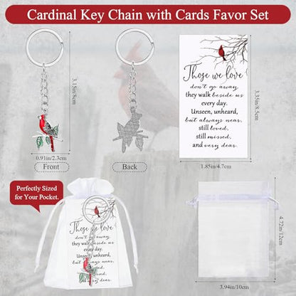 Ecally 40 Set Funeral Favors for Guest Celebration of Life Keychains Memorial Service Sympathy Gifts for Family Church Decoration (Cardinal) - style: Cardinal
