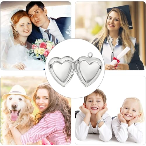 UNICRAFTALE 20Pcs 22.5mm Stainless Steel Photo Pendants Heart Locket Pendants Heart Memory Locket Charms Metal Hearts Charms Photo Lockets Necklace Pendant for Jewelry Making Charms