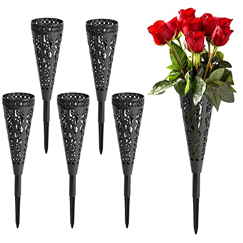 12" 6pcs Grave Vase, Memorial Floral Vase-Cemetery Grave Cone Flower Holder | Cemetary Vase with Spike for Grave Decorations,Grave Lawn Memorial