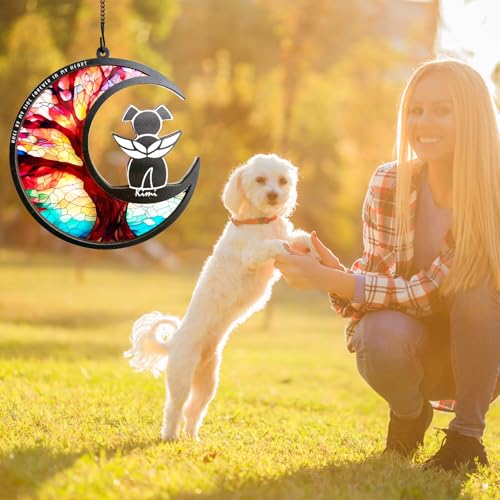 BamLue DIY Dog Angel Memorial Suncatcher, Memorial Gifts for Loss of Dog,Loss of Pet Sympathy Gift, Life Tree of Loss of Sympathy Gift - color: Life Tree-angel Dog