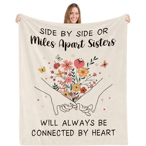 Sister Gifts Blanket for Sisters, Birthday Gifts for Sister Adult, Sisters Blankets, Best Sis Ever Gift for Mothers Day, Birthday, Graduation, Christmas, Cozy Warm Throw Blanket 60" X 50" - color: Flowersisters