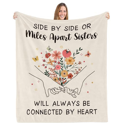 Sister Gifts Blanket for Sisters, Birthday Gifts for Sister Adult, Sisters Blankets, Best Sis Ever Gift for Mothers Day, Birthday, Graduation, Christmas, Cozy Warm Throw Blanket 60" X 50" - color: Flowersisters