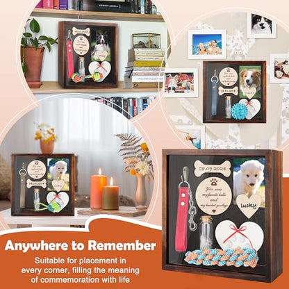 Windspeed Pet Memorial Shadow Box Personalized Pet Memorial Shadow Box Frame Dog Collar Dog Picture Gift Clay Paw Print Kit