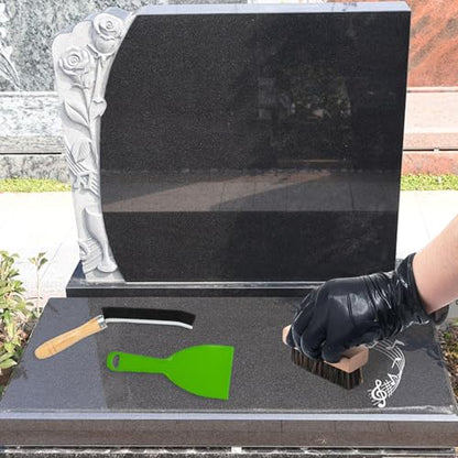 9Pcs Headstone Cleaning Kit Grave Cleaner for Granite & Stone with Microfiber Towel Bristle Crevice Brush Scrub Brush Sponge Gloves & Plastic Scraper Memorial Tombstone Care Set