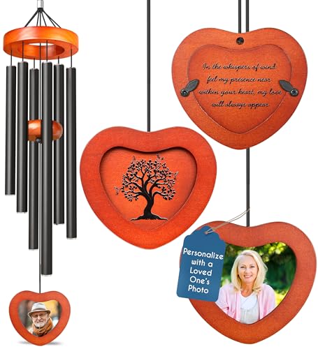 Personalized Memorial Wind Chimes - 32.5" Wind Chime for Loss of Loved One - Sympathy Remembrance Gifts - Bereavement Memorial Gift - Condolences Gift for Loss - color: Black - Picture