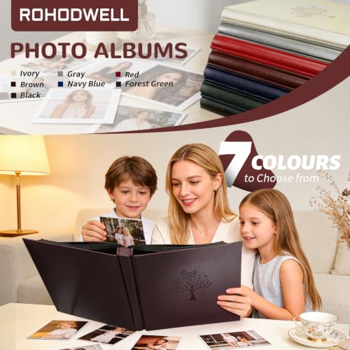 Leather Photo Album 4x6 Pockets, Picture Album for Family Christmas Gift | Large Capacity PU Leather Cover 600 Pockets Black Inner Page Slip In Holds Horizontal & Vertical Photos - color: Brown