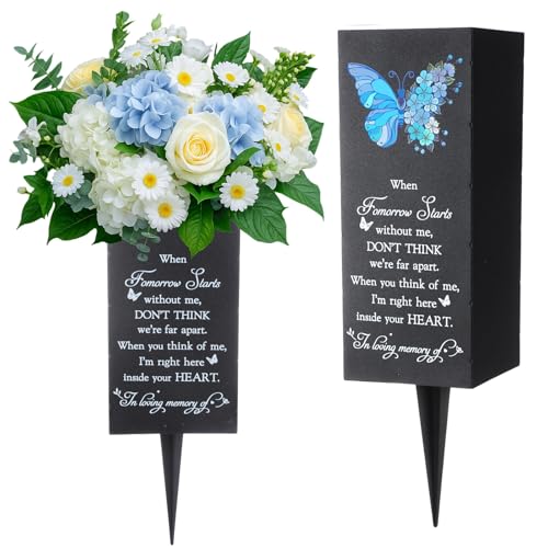 Metal Cemetery Vases for Grave Cemetery Flower Holders with Four Holes Grave Decorations Memorial Butterfly Vases for Loss of Loved One