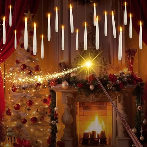 36 Pcs Halloween LED Magic Hanging Floating Candles, Taper Flickering Flameless with 2 Magic Wands - Candle Set for Halloween, Christmas, Weddings, Birthdays & Fantasy Ambiance... - color: 36 Pcs Halloween Hanging Candles