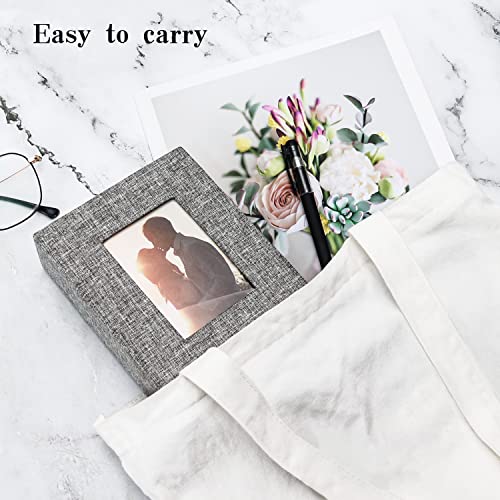 Vienrose 4x6 Photo Album,100 Pockets,Linen Cover with Window,Grey | Cover Window, Acid Free Pages, Linen Hardcover, Baby Wedding Family Photos - color: Grey, size: 100 Pocket