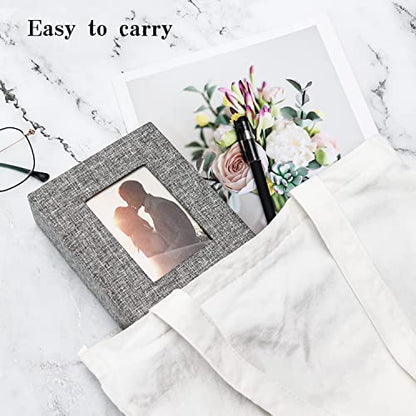 Vienrose 4x6 Photo Album,100 Pockets,Linen Cover with Window,Grey | Cover Window, Acid Free Pages, Linen Hardcover, Baby Wedding Family Photos - color: Grey, size: 100 Pocket
