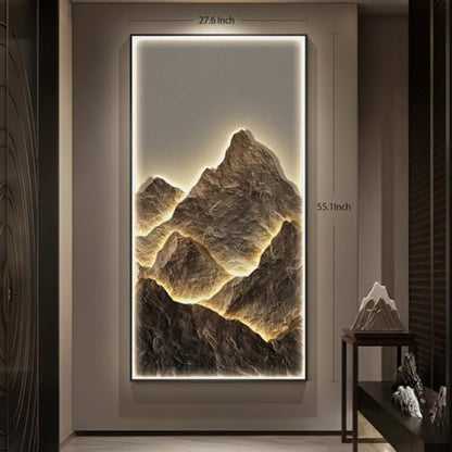Large Vertical LED Mountain Wall Art for Living Room, Modern Luxury 30x60 - color: Warm-B