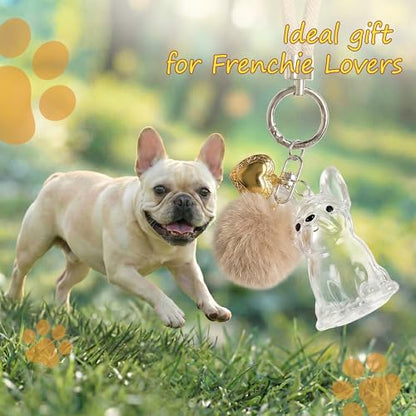 French Bulldog Dog Hair Collector Keychain, Frenchie Fur Keepsake - color: black