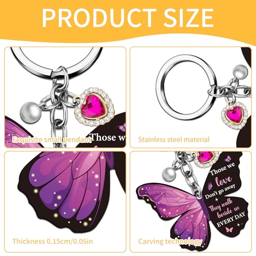 Sympathy Gifts for Women Butterfly Keychain, Memorial Remembrance Key Chain for Loss of Loved One, Bereavement Grief Gifts for Women, In Loving Memory Condolence Keepsake