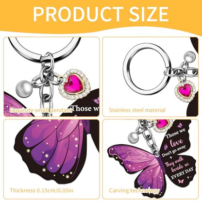 Sympathy Gifts for Women Butterfly Keychain, Memorial Remembrance Key Chain for Loss of Loved One, Bereavement Grief Gifts for Women, In Loving Memory Condolence Keepsake
