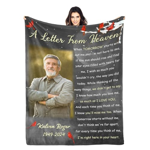 Personalized Memorial Blankets with Photos, in Memory of Loved One Gifts, Sympathy Bereavement Cardinal Blanket for Loss of Mom Dad Grandma Husband Son Daughter - color: New Arrivals-4