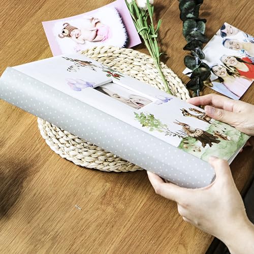 Holoary Baby Photo Album 4” x 6” 300 Photos, Newborn Baby Keepsake Gifts for Baby Boy/Girl and New Parents, Woodland Animals Design Baby Photo Albums - size: 8.4''x12.9''