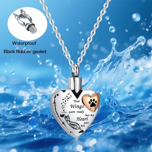 Waterproof Urn Necklace for Ashes-Heart Ash Holder Pendant -Never Fade-Never Fade, Rustproof Cremation Jewelry for Ashes for Women - style: Paw