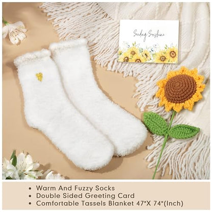 Birthday Gifts for Women, Get Well Soon Self Care Package After Surgery | Mothers Day Birthday Gifts, Sending Sunshine Sunflower Basket, Thinking of You Inspirational Gift for Mom Her Sister Wife