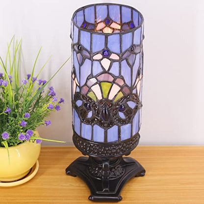 Small Tiffany Table Lamp Mini Stained Glass Desk LampBlue Baroque Style