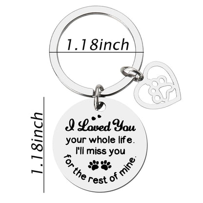 Pet Memorial Gifts Keychain for Loss of Dogs Cats Lovers Sympathy Gifts | Gifts for Women Men Remembrance Keychain for Dog Pet Owners Paw Print Gifts I Loved You Your Whole Life Pet Memorial Keychain