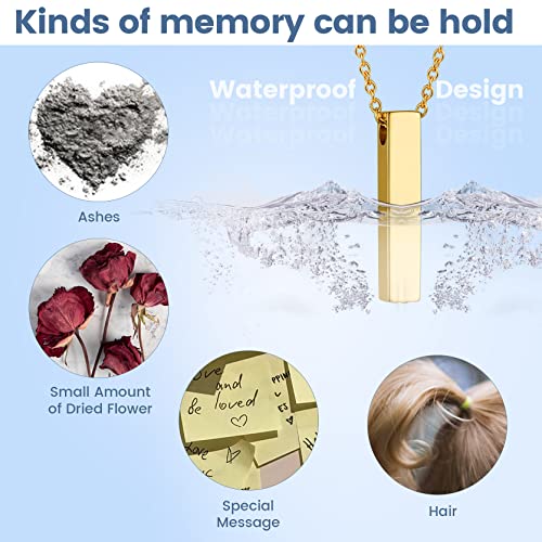 GOLDCHIC JEWELRY Urn Necklaces for Ashes, Stainless Steel Pet/Cross/Birthstone/Tree of Life Personalized Keepsake Memorial Jewelry for Women - color: Cube - 18k Gold Plated, style: No Engraving