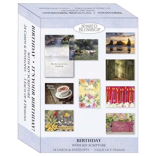 It's Your Birthday KJV Cards, 24 Count | Cheerful Birthday Greetings With KJV Scripture And Envelopes Make Celebrations More Meaningful And Memorable