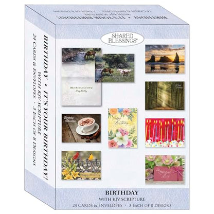 It's Your Birthday KJV Cards, 24 Count | Cheerful Birthday Greetings With KJV Scripture And Envelopes Make Celebrations More Meaningful And Memorable