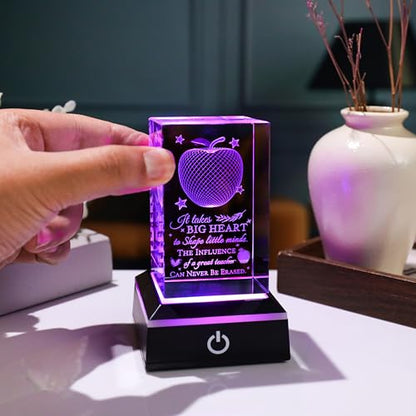 Teacher Appreciation Gifts for Women Men - 3D Crystal Engrave It takes a big heart with Base - Best Unique Christmas Retirement Thank You End of The Year Gifts for Teacher from Students - style: Teacher gifts-Big Heart