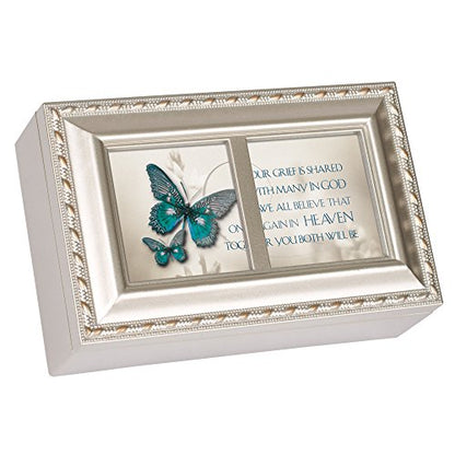 Cottage Garden Your Grief Shared with Many Brushed Silvertone Jewelry Music Box Plays You Light Up My Life