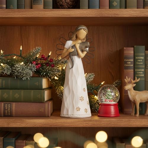 NAN ZAI NAN FANG Cat Angel Memorial Statue Friendship Gift for Cat Lover | Women 6.7"Pet Loss Sympathy Remembrance Bereavement Gifts Resin Sculpted Hand-Painted Figure - style: Angle with Cat