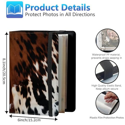 Photo Album 3.5x5 80 Photos Small Capacity PU Leather Cover, Brown Leopard Mini Photo Album 3.5x5 with Elastic band, Birthday Christmas Photo Albums Wedding Anniversary - color: Brown Leopard, size: 3.5*5 Holds 80 Photos