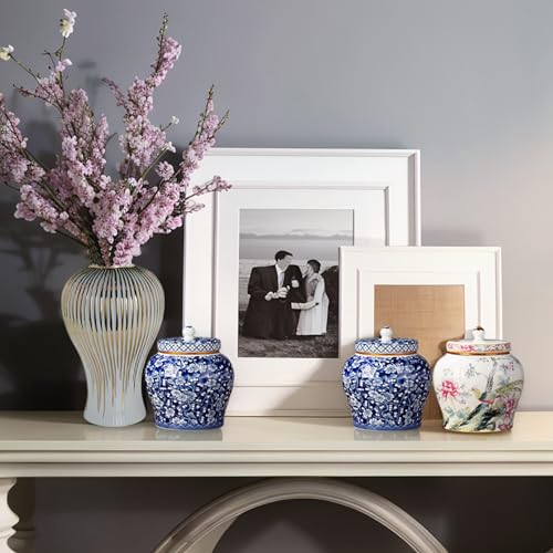 Medium Blue and White Ceramic Urn for Human Ashes | Decorative Memorial Urn for Sharing and Honoring Loved Ones - Suitable for Partially Cremated