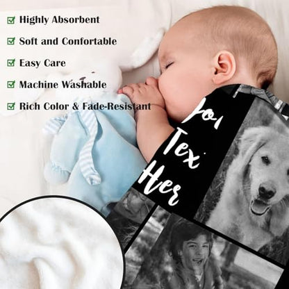 XINLING Custom Memorial Blanket with Pictures for Loss of Loved One Personalized Photo Blanket Customized Sympathy Gifts in Memory of Mom Dad Grandma Grandpa(6 Photos) - color: 6 Photos