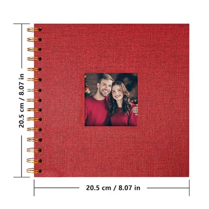 Scrapbook Photo Album, Linen Covered, 8x8 Inches, 20 Sheets/40 Pages | Hardcover Kraft White Pages, Wedding Guest Book, Travel Memory Book, Christmas, Baby Shower Keepsake, Family Album - color: Red, size: 8x8 Inch 40 Pages