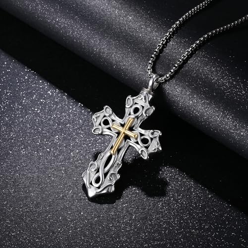 925 Sterling Silver Celtic Cross Urn Necklace for Ashes - color: silver-d