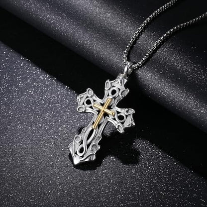 925 Sterling Silver Celtic Cross Urn Necklace for Ashes - color: silver-d