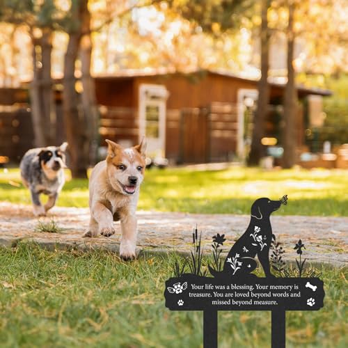 Rngmsi Dog Grave Marker 12 X 14.5 Inches Pet Memorial Garden Black Silhouette - style: Dog and Butterfy