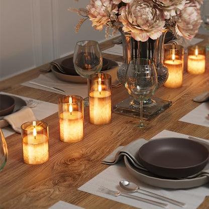 Battery Operated Flameless Candles with Remote & Timer, Gold Glass 3Pack - color: Gold